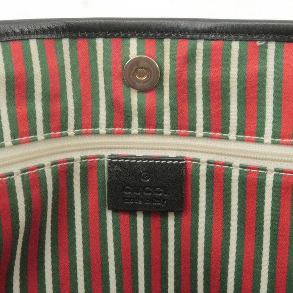 💎✨BEAUTIFUL✨💎 GUCCI Tote Bag Black GG Canvas Leather - Picture 16 of 16